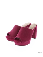 【ストレスフリー】チャンキーヒールミュールサンダル/PLUM