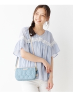 【セットアイテム】レース付ブラウス×タンクトップ/ブルー×ホワイト(393)