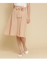 【セットアップ】リボン付ストレッチフレアスカート/ベビーピンク(071)