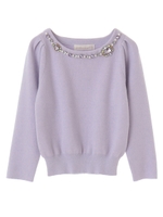 【ニット】アシメビジューニット/ラベンダー