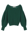 【ニット】ボリュームスリーブプルオーバーニット/グリーン