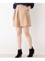 【洗える・静電気防止】タックデザインショートパンツ/ライトベージュ(051)