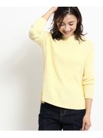 【洗える】サイドボタンプルオーバニット/レモンイエロー(031)