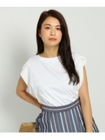 【洗える】シルケットストレッチスクエアカットソー/ホワイト(002)