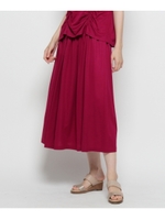 【洗える】スムース・ギャザースカート/ピンク系(074)