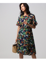 【洗える】デイジーカットパターンワンピース/ネイビー(193)