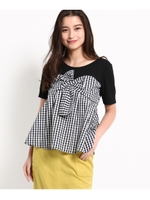 【洗える】ビスチェ重ね着風プルオーバー/ブラックチェック(229)