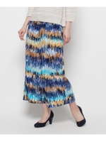 【洗える】プリントストレッチガウチョ/ブルー(192)