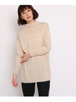 【洗える】ボトルネックロングニット/ライトベージュ(051)