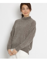 【洗える】モールニットボトルネックプルオーバー/ライトグレー(611)