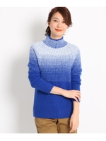 【洗える】モヘア　グラデーションニット/ブルー(092)