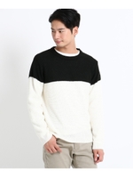 【洗濯機OK】バイカラーアンサンブルニット/ブラック(519)