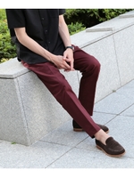 【美トラウザーズ】テーパードタイプパンツ [ ストレッチ ]/ボルドー(064)