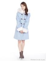 【鈴木優華さん着用】ウール混ダッフルコート/ブルー