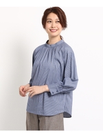 ◆【STORY10月号掲載】ハイネックギャザーシャツ/ブルー(392)