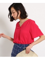 ◆【洗える】バックフリルブラウス/ラズベリーピンク(073)