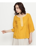 ◆コルトレイクリネンステッチブラウス/マスタード(033)