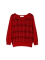 ◆大きいサイズ◆チェックジャガードニット/レッド(100)