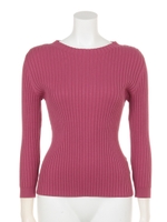 ７分袖ボトルネックニット/ローズピンク