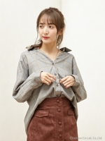 ＢＡＣＫリボンチェック柄シャツ/グレンチェック