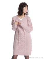 Ｖケーブルニットワンピース/ピンク