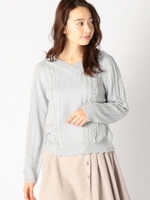 ゆるふわケーブルVネックニット/ライトブルー