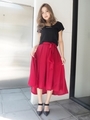 アシメフレアスカート/RED