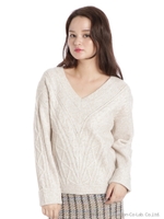 アラン柄ニットトップス/ベージュ