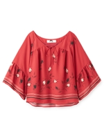 アンティークパネルプリントブラウス/レッド