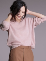 ウールカシミヤVネックニット/ピンク