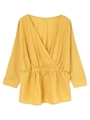 ウエストギャザーカシュクールブラウス/マスタード