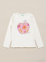ウォームテックフライスアップルフラワープリント長袖Ｔシャツ/生成