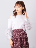 オープンショルダーループヤーンニット/ライトグレー