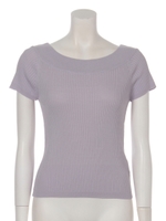 オフカラー前後差２wayフレンチスリーブリブニットプルオーバー/フューシャピンク