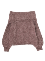 オフショルダーモールニット/BRN