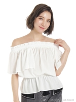 オフショルフレアブラウス/シロ