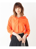 オフショル風 丸襟ブラウスシャツ/ダークオレンジ(068)