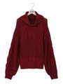 オフタートルケーブルニット/ボルドー