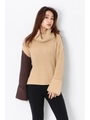 カラーブロックオフタートルknit TOP/BEIGE