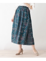 キリム柄フレアスカート/ダークグリーン(723)