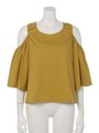 ギャザーオープンショルダーTOPS/マスタード