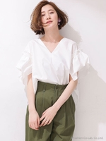 ギャザーフリルブラウス/ホワイト