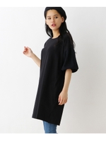 ギャザー六分袖チュニック/ブラック(019)