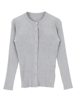 クルーネックリブカーディガン/杢グレー