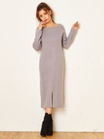クロス2WAYリブワンピース/ライトグレー
