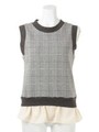 グレンチェックシャツレイヤードカットTOPS/グレー