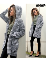 グレンチェックフーディージャケット/ブラック/ホワイト(051)