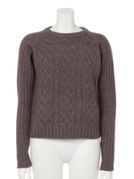 ケーブルニットPO/ライトブラウン