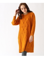 ケーブルニットワンピース/ダークオレンジ(068)