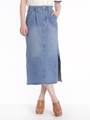 サイドスリットペンシルスカ−ト/ブルー